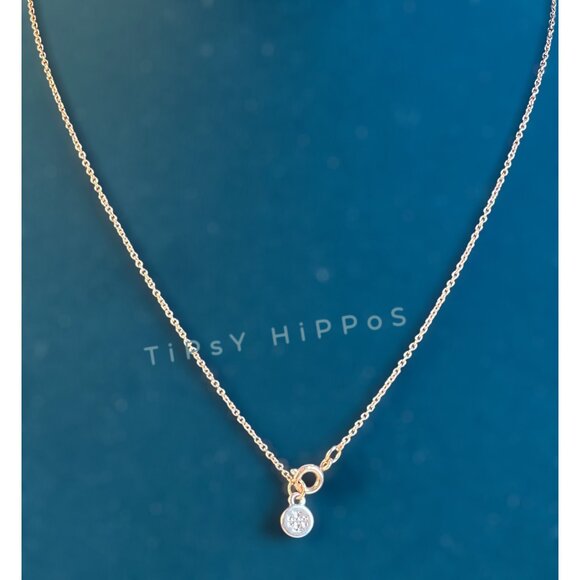 NEW!  Beautiful Tory Burch Rose Gold Miller Crystal Pave Necklace - Picture 2 of 6